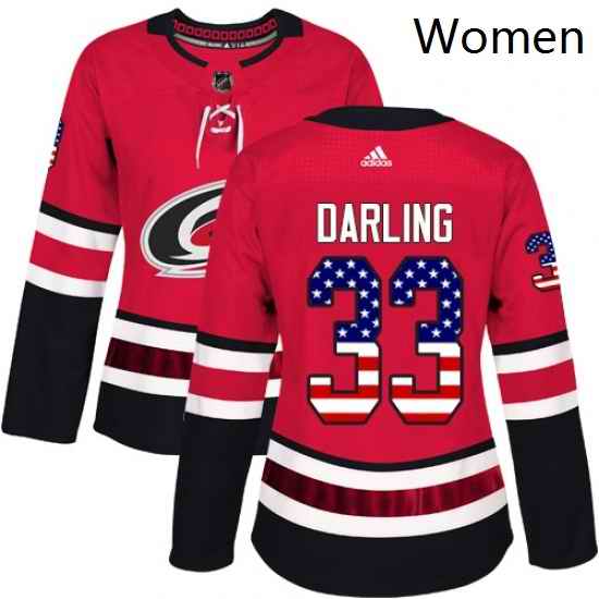 Womens Adidas Carolina Hurricanes 33 Scott Darling Authentic Red USA Flag Fashion NHL Jersey